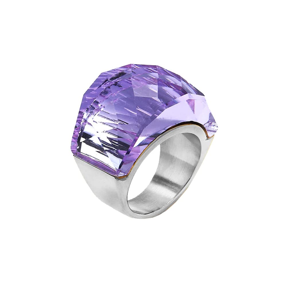 HIJONES Men Women Stainless Steel Cubic Zirconia Royal Crystal Rings Wrap Band Cocktail Style