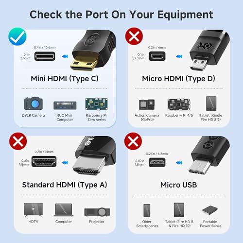 Cable Matters 2-Pack Adaptador Mini HDMI a HDMI 6 Pulgadas miniatura 5