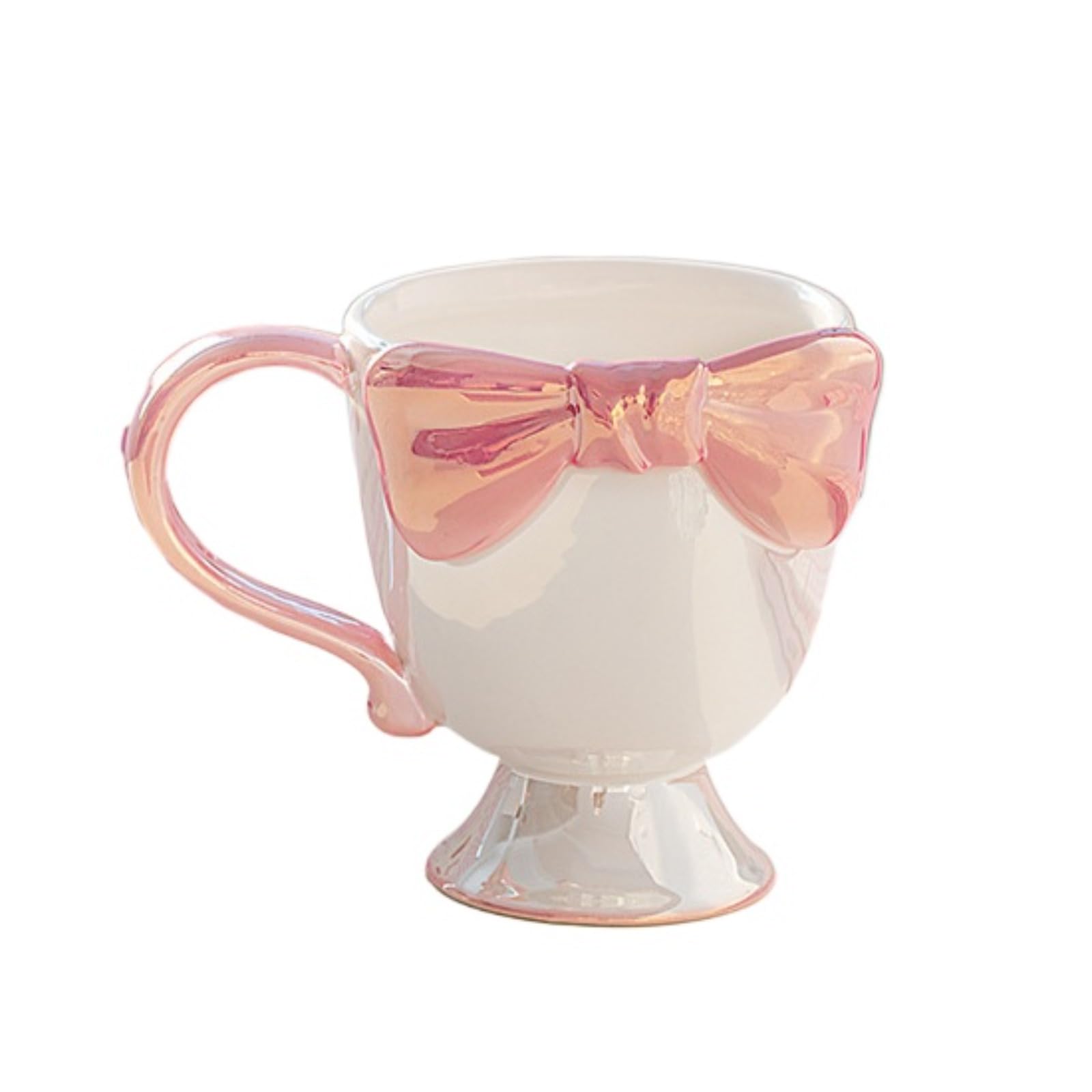 Cute Creative Ceramic 3D Bow Tie Decoration Coffee Mug 300ML/10OZ. Tea Cup Ice Cream Cup Novelty Romantic Gift for Women Girls (Pink)
