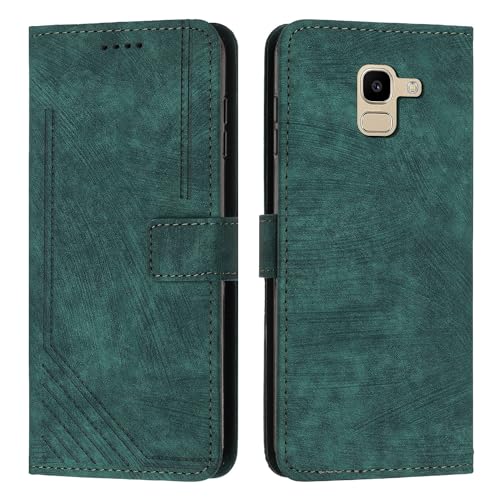 Housse rabat Galaxy A8 2018 verte pour garder vos mains libres en balade