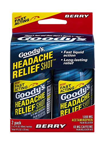 Goody's Headache Relief Shot | Acetaminophen & Caffeine | Berry Flavor | 2 FL OZ | 2 Shots