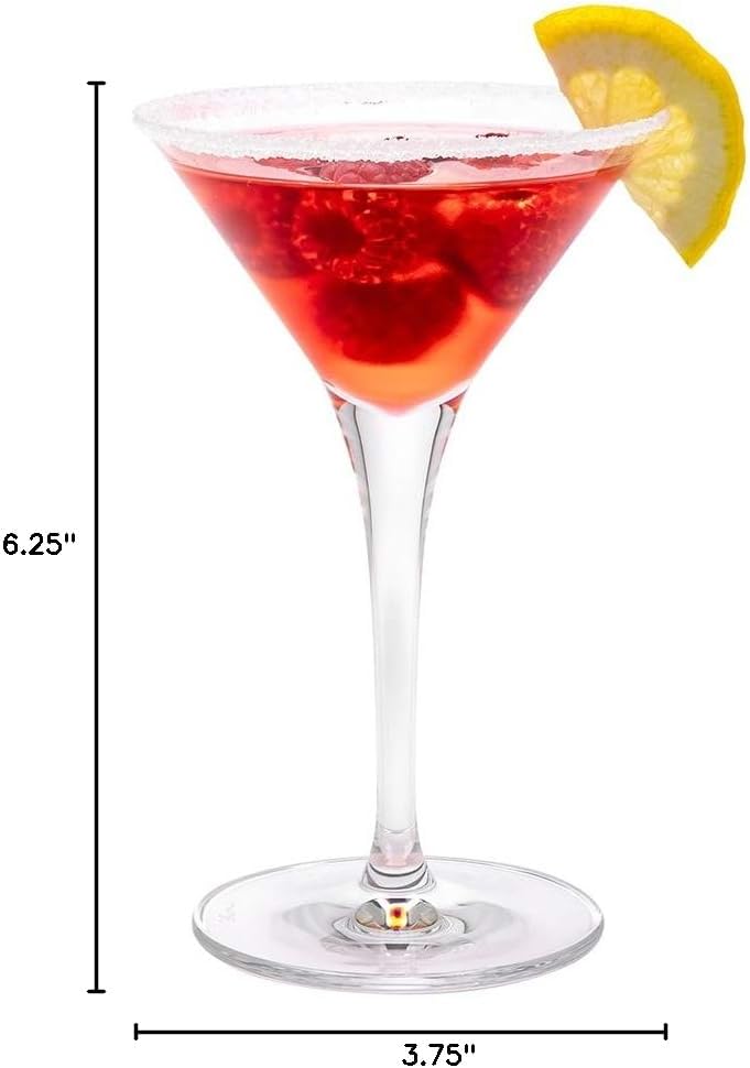 Restaurantware Voglia Nude 5 Ounce Martini Glasses Set Of 6 Crystal Martini Glasses - Laser-Cut Rim Dishwasher-Safe Glassware Fine-Blown Crystal Cocktail Glasses Serve Manhattans or Cosmos