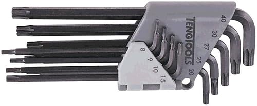 Teng Tools Juego de llaves Torx de grado industrial, 9 piezas, color negro (TX8 - TX40) - 1479TX