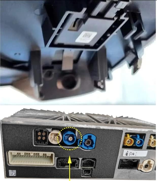 Close-up of the dash cam connection point