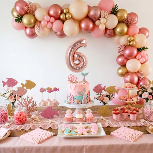 Image of TONIFUL 2 Set Fat Rose Gold Number Balloons 16 Inch 0-9 Mylar Foil Balloons 20 Pcs Small Custom Digital Ballons for Birthday Bridal Baby Shower Graduation Anniversary Party Decorations
