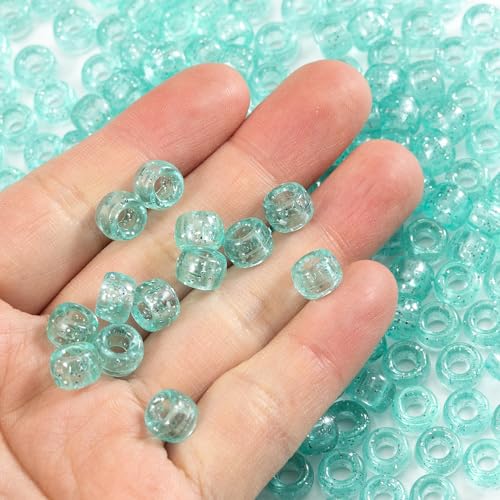 Image of Gxueshan 1000 Pcs Acrylic Plastic White Pony Beads 6x9mm Bulk Kandi Beads for Friendship Bracelet Necklace Jewelry Making Pens Hair Braiding Kit (transparentshallow)