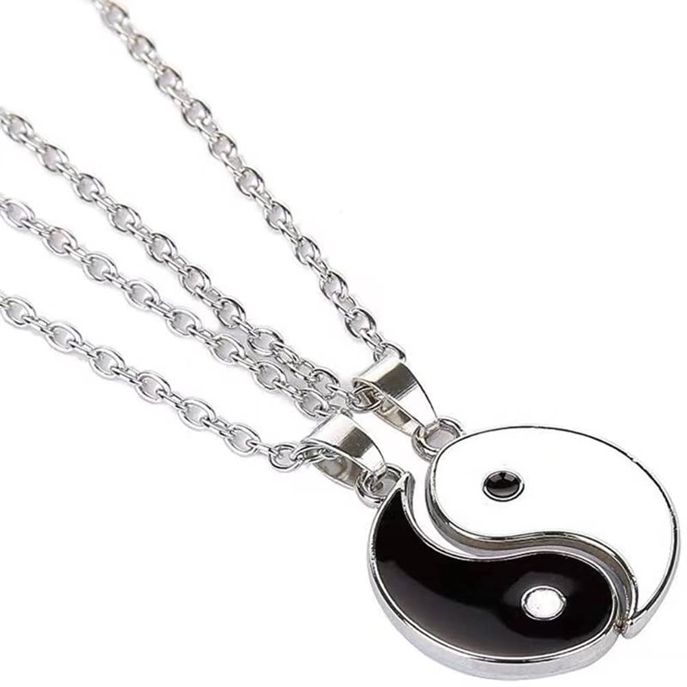 LOLIAS Set Gioielli Yin Yang Per Coppie | 6 Pezzi: 2 Collane, 2 Bracciali, 2 Anelli | Acciaio Inossidabile | Regalo Amicizia/Amore