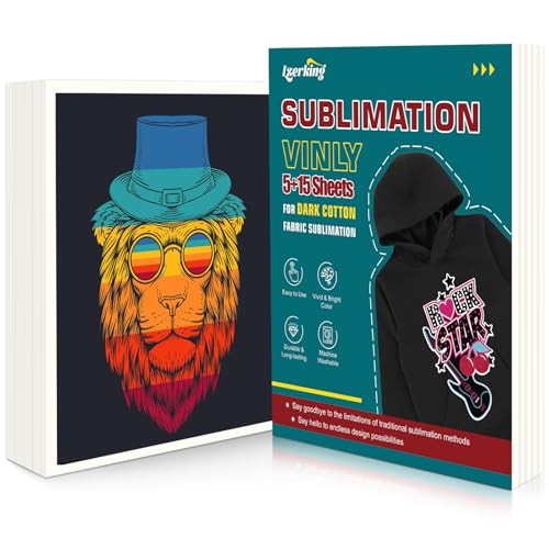 Lzerking Sublimation Htv for Dark Fabric 20 Sheets (5 Sheets 12