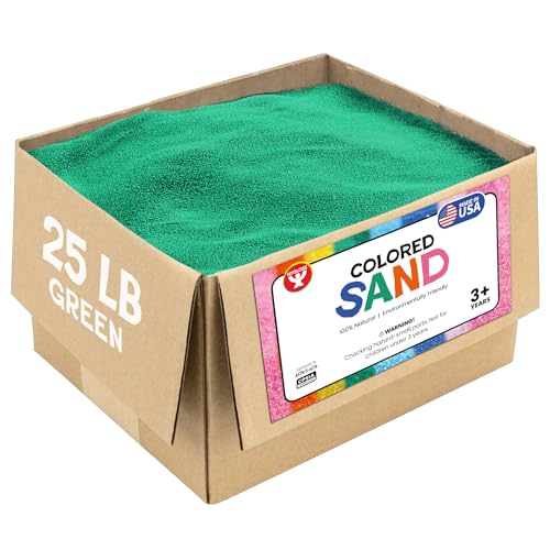 Image of Hygloss Colored Sand for Crafts - 25 lb, Green - Vibrant Colorful Fine Sensory Play Sand Art Kits for Kids - Classroom Activities for Children 3 4 5 6 7 8 9 10 11 12 - Safe for Ages 3+