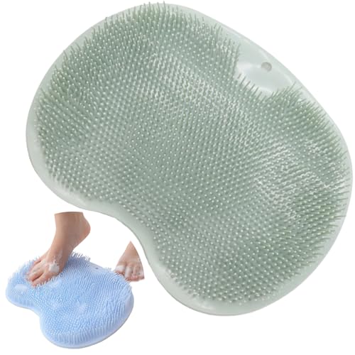 フットブラシ 足洗いマット ボディブラシ 足洗いブラシ 足の匂い消し フットケア シリコン 角質ケア かかとケア フットグルーマー フック付き 浴室 ニオイ予防 (ダスティブルー)