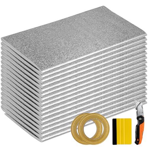 QYXJAEO Garage Door Insulation Kit, Pre-Cut Foam Garage Door Heat Insulation Panels, 16 Pack 48'x24' for 16x7/16x8 ft Double Door, Easy DIY with Tape, Cutter & Squeegee - Heat & Cold Barrier