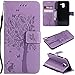 Galaxy J6 2018 Case, Lacass Cat Tree Pattern PU Leather Flip Wallet Case Cover Kickstand with Card Slots and Wrist Strap for Samsung Galaxy J6 (2018) - Lavender