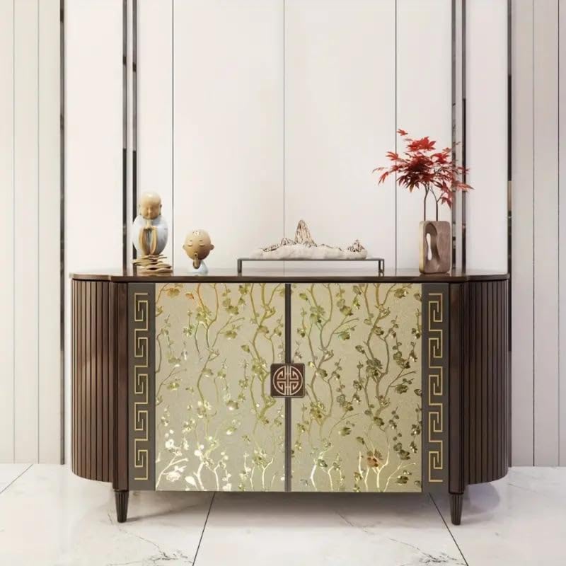 Image of Golden Flowers Self Adhesive Wallpaper Roll for Wall & Furniture | Waterproof PVC Peel & Stick Contact Paper for Wardrobe, Cabinet, Kitchen & Home Decor