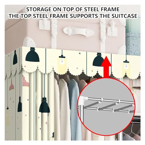 Guardaroba Portatile, Guardaroba Portatile in Tela con Asta Appendiabiti, Organizzatore per Armadio in Tessuto per Camera da Letto, Soggiorno,C-125x45x170cm(Animal Horse)