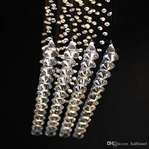 Image of Crystal Glass Ceiling Lamp Stainless Steel Chandelier with Glass Bead &Sparkling K9 Crystal Chandelier - (Yellow Light) 6