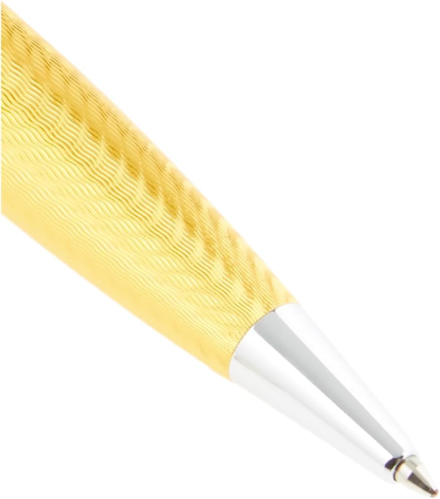Conklin Herringbone Signature Ballpoint Pen - Yellow with Chrome Trim, Striking Engraved Design, Refillable and Durable, Ideal Gift for Writing Enthusiasts and Executives