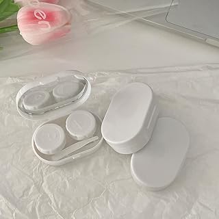Caja de Lentes de Contacto Estuche for Lentes de Contacto de Color sólido for Chica Caja de Contacto portátil (Color : Blanc)