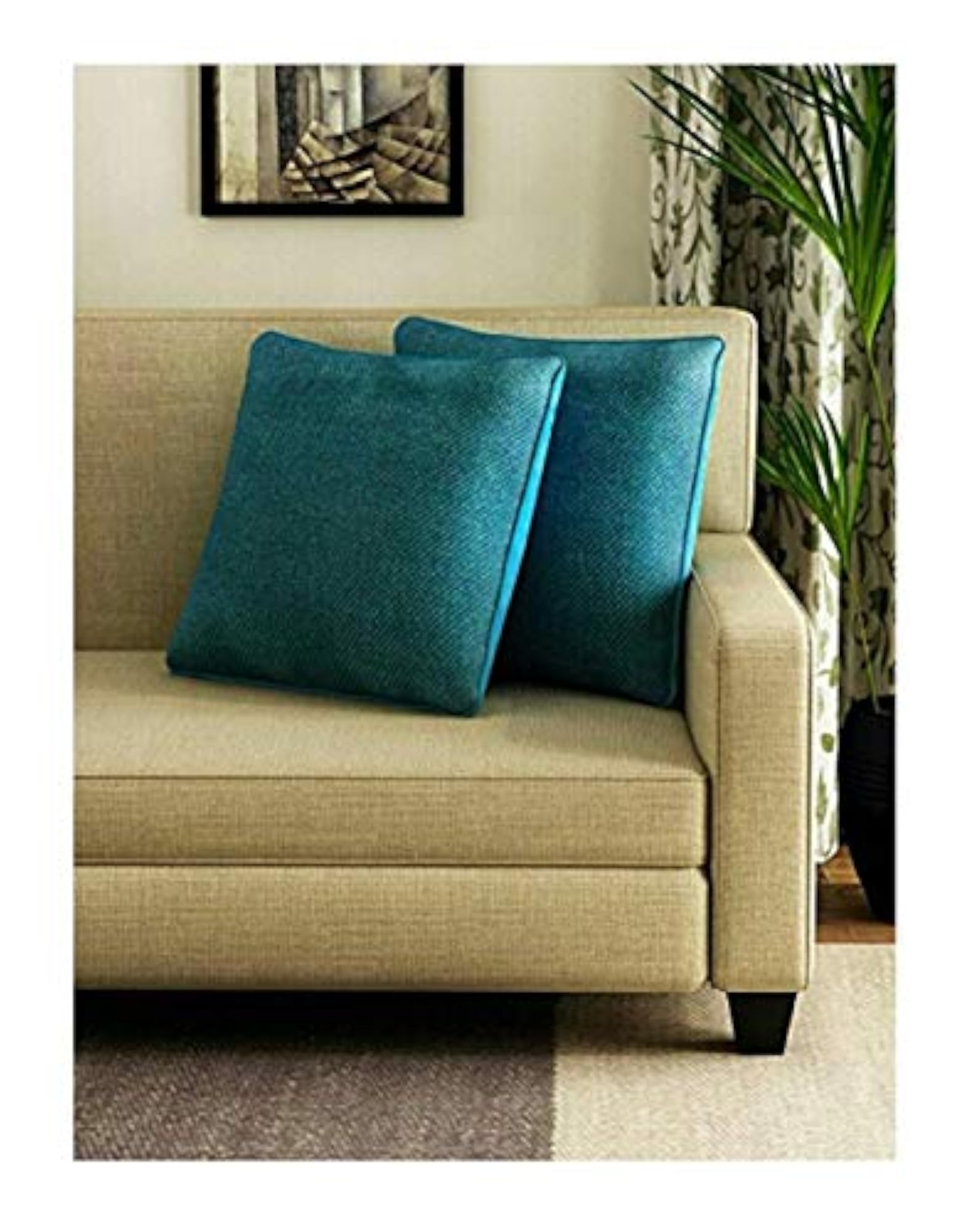 Plain Jute Design Cushion Covers (Blue Colour)