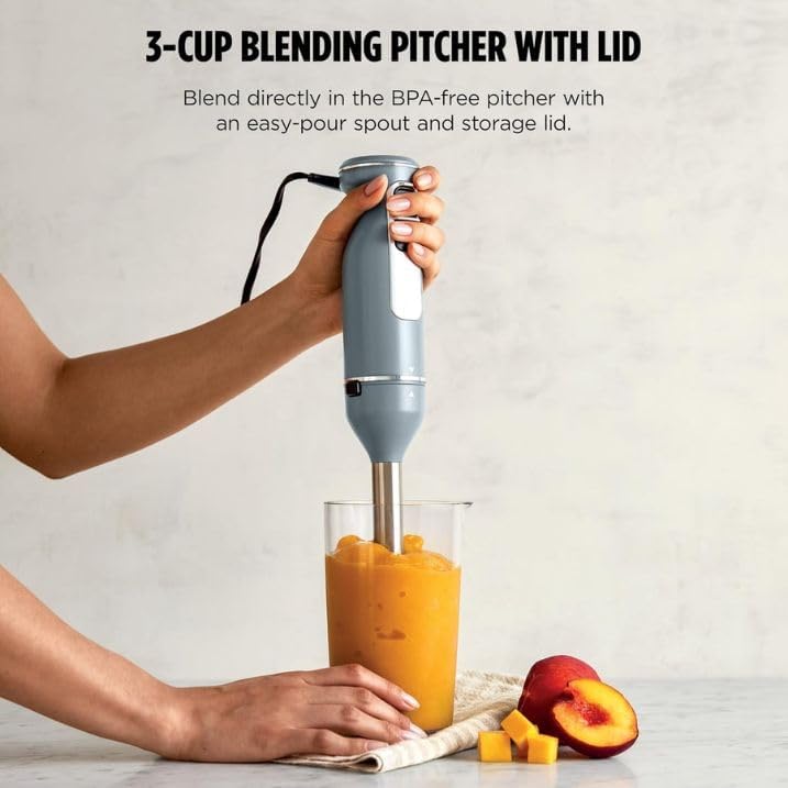Power Duo Immersion Blender, 650-Watt Motor with 3 Speeds, Handheld Blender and Whisk for Soups, Sauces, and Smoothies