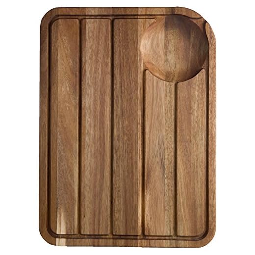 Jamie Oliver Trancherbräda extra stor trancherskärbräda med saftspårssystem av akaciaträ, 46 x 33,5 x 2,5 cm