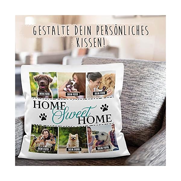 PfotenSchild Kissen mit Füllung - Fotocollage - Home Sweet Home - Schöne Collage von den Vierbeinern - mit sechs Fotos… – Bild 4
