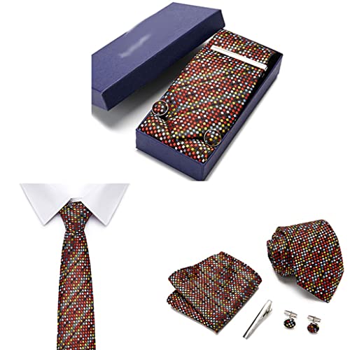 Set de corbatas tejidas con gemelos y pañuelo para hombre