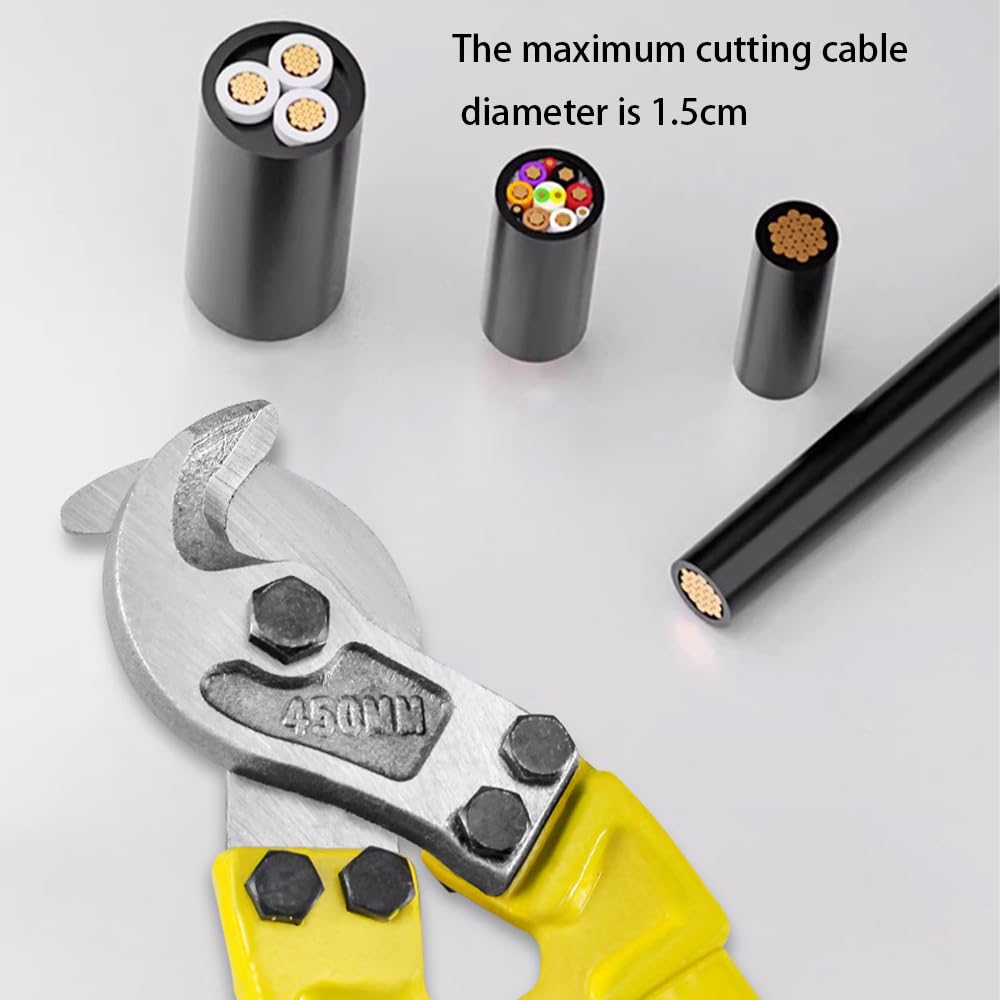18in Hardened Cable Cutter Wire Rope Cutter 450mm Length Heavy-Duty Cable Cutter for Aluminum Copper Wire