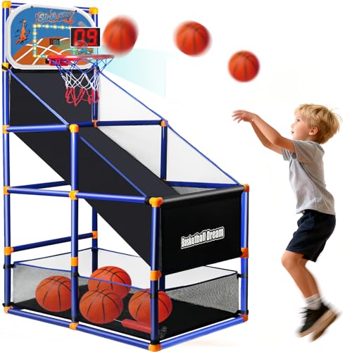 LED Arcade Basketball Game Set w/Electronic Scoreboard for Kids, Boy Toys Basketball Hoop with 4 Balls for...
