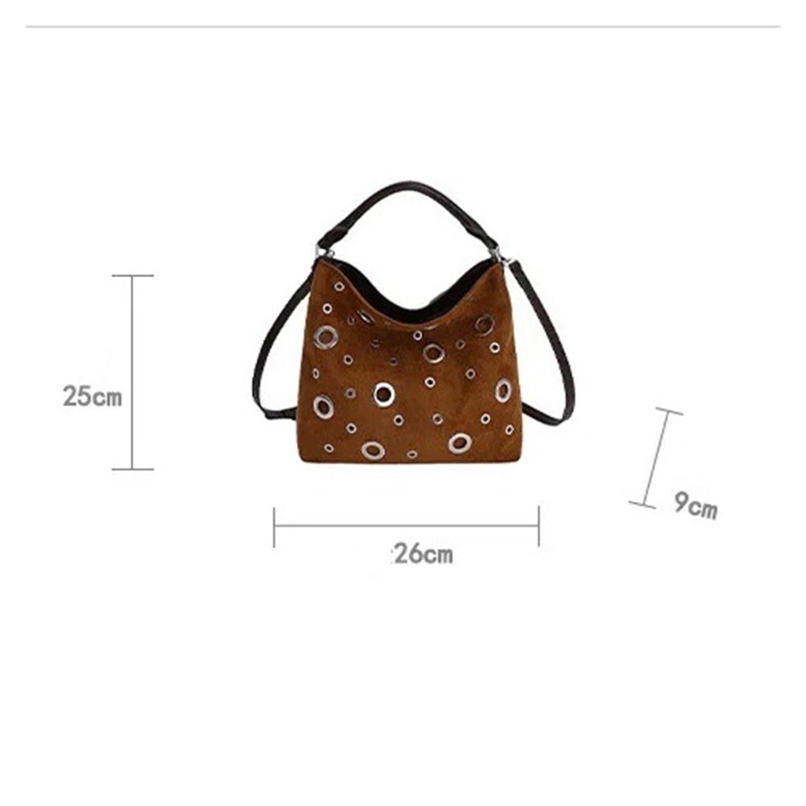 Bolso Tachuelas Bolso de mano retro con remaches de metal de nicho for mujer Versátil estilo motero bandolera