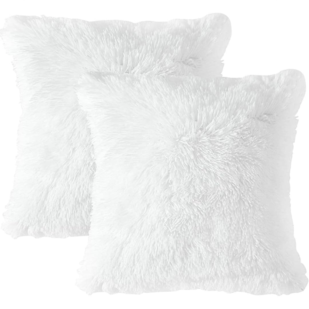 2er Set Kissen-Bezug mit Füllung, Modell Kurt, Flauschig Sofakissen Couchkissen Dekokissen Zierkissen Kopfkissen Kuschelkissen, mit verstecktem Reisverschluss, weich & angenehm, Doppelpack