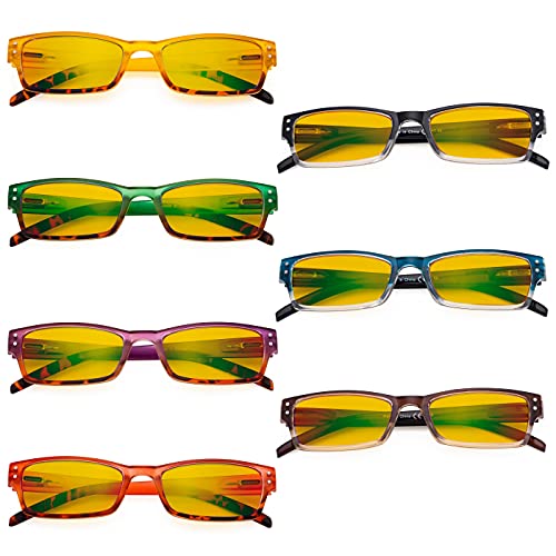 Image of Eyekepper 7-pack Blue Light Filter Glasses Women - Fashion Computer Eyeglasses Amber Tinted +1.75
