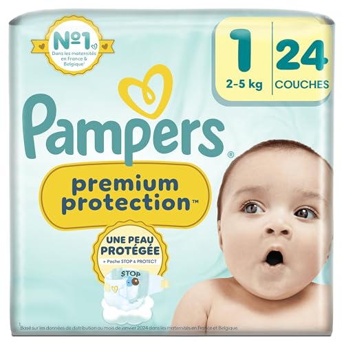 Pampers Premium Protection Taille 1, 24 Couches, 2kg-5kg,