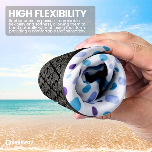 Image of SEEKWAY Water Shoes Women Men Adult Quick-Dry Aqua Socks Barefoot Non Slip for Beach Swim River Pool Lake surf Black SK002(U)