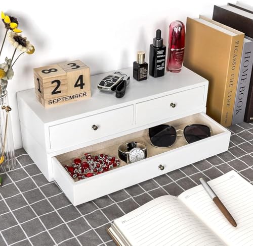 Image of Wood Floating Wall Mounted Drawers on a Floating Shelves with Drawers for Bedrooms, Living Rooms, and Displays Two Vintage Bedside Shelves (Pine) Wood (White)