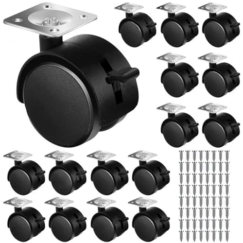 Roulette meuble plaque pivotante noir de 2 pouces pour glisse fluide