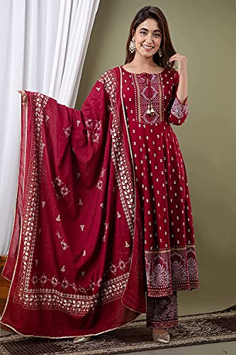 Image of Women's Rayon Straight Kurta Pant with Dupatta Set (Black)