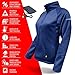 ActionHeat 5V Battery Heated 1/2 Zip Pullover Shirt Women, 3-Zone Heating, Touch-Button Technology Blue S