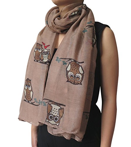 Lina & Lily Owl Print Women's Scarf Shawl Wrap Lightweight2