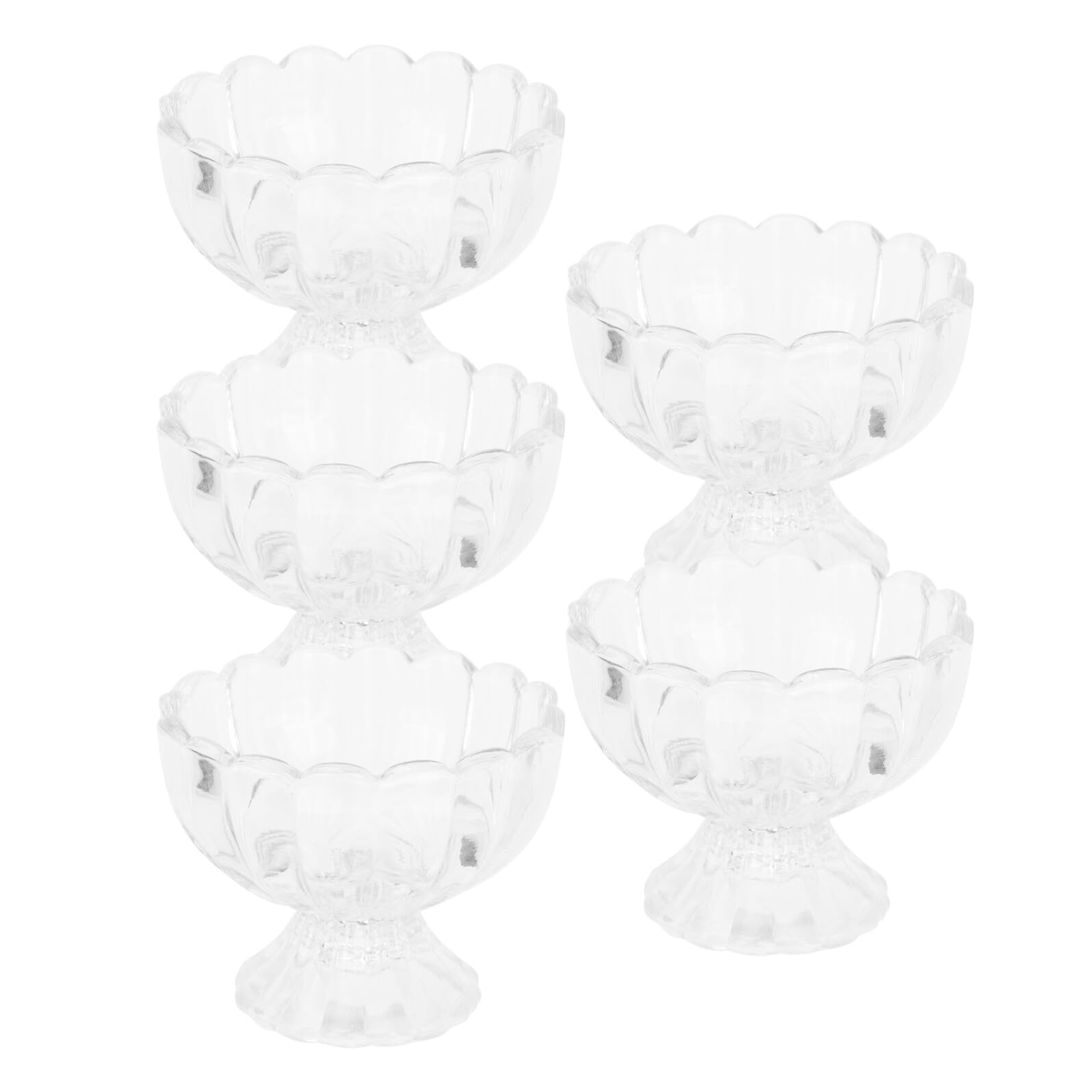 Copa de Postre de Vidrio Loto 5 Piezas para Helado y Pudín