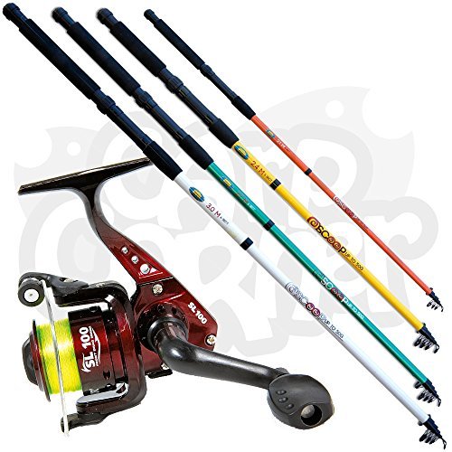 New Lineaeffe Telescopic Coarse + Sea Fishing Travel Rod & SL30 1BB Reel + Pre-Spooled with Line Available in 6 7 8 & 10ft (Choose your Own) (1.8m / 6ft Rod & Reel)
