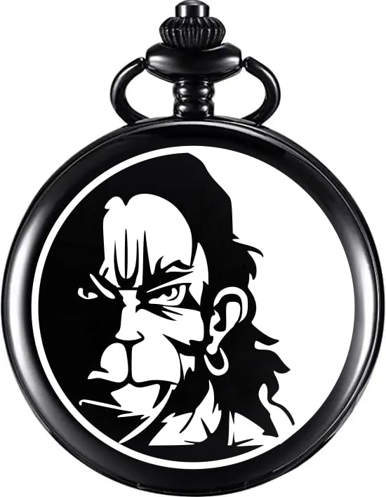 Image of Vintage Gandhi Style Pocket Watch with Engraved Designs & Messages Royal Black Analog for Men Women & Kids Includes Key Ring for car or Bike Keys Ideal Gift