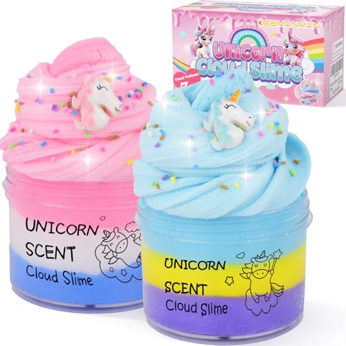 Unicorn Cloud Slime 2 Pack, Scented Slime Kit Toys, Cute Preppy Stuff for Kids Girls Boys, Cool Teen Girls Birthday Gifts Party Favors Stocking Stuffers