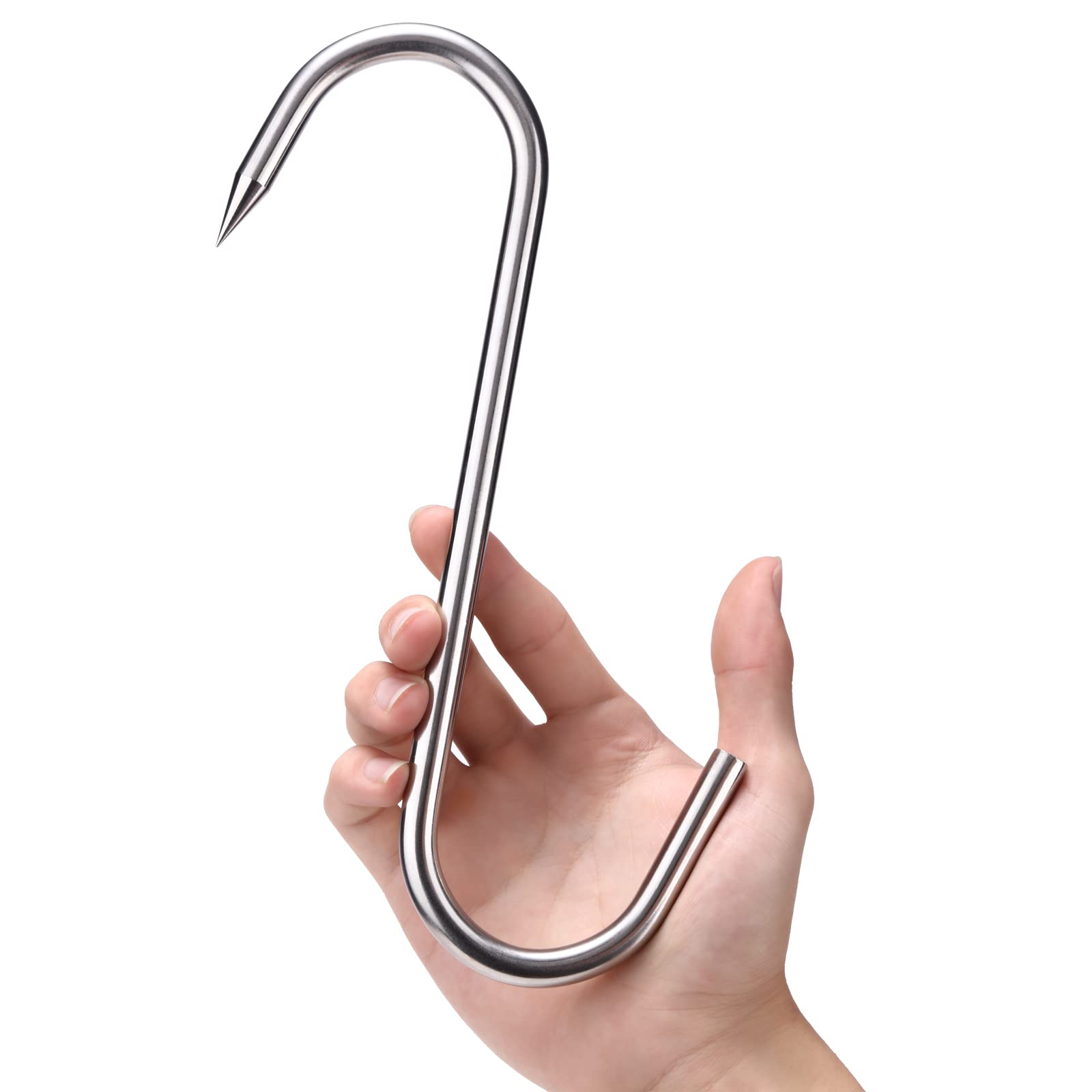 Fleischhaken, 25,4 cm, Fleischverarbeitungshaken, S-förmiger Haken zum Aufhängen von Speck, Jagd, Räucherrippen, Trocknen, Grillen, Grillen für Küche, Schlachthof (8 mm Durchmesser)
