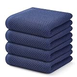 Kitinjoy 100% Cotton Waffle Weave Kitchen Towels, 4-Pack Super Soft and Absorbent Kitchen Dish Towel