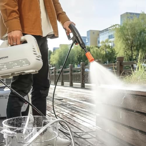 Image of Sulfar Car Washer High Pressure Pump - 1400W|Pressure-105 Bar, Max Flow-390 l /h, Working Radius +9m, Spray Jet Gun w Ext. Rod, Hose Pipe; Portable for Cleaning /Washing Car (White)