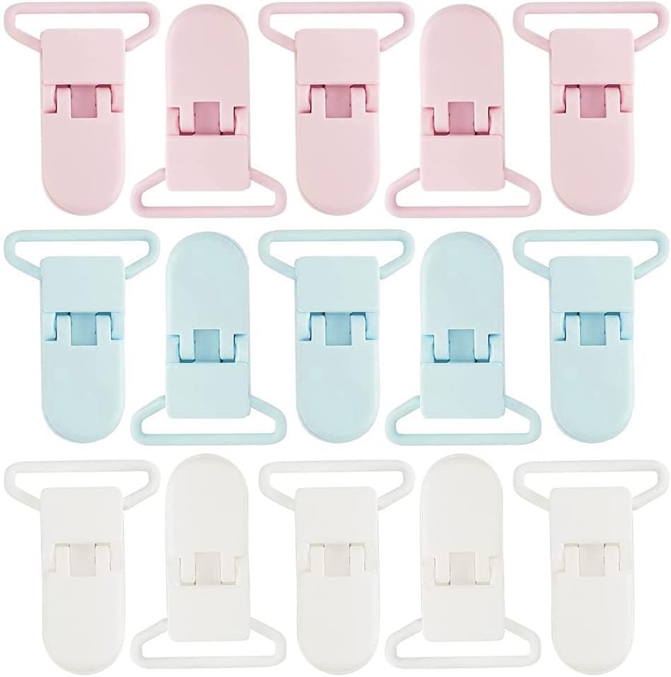 15 Pcs T Shape Plastic Baby Dummy Pacifier Clips Plastic Suspender Snap