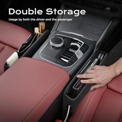 Image of Coverado Universal Car Seat Gap Filler Organizer, Premium Suede Leather Car Seat Side Gap Filler, Seat Gap Storage Box for Suv Truck, Car Interior Accessories, Black-2pcs