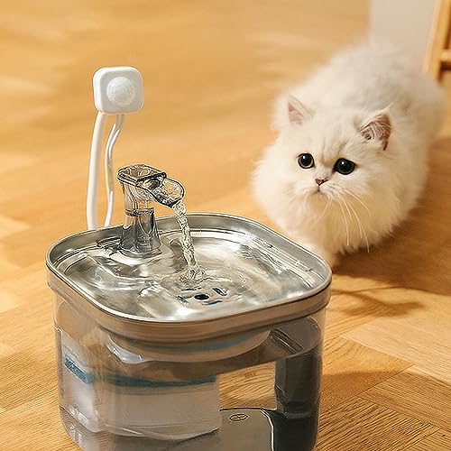 Fuente automática de agua para gatos, acero inoxidable miniatura 2