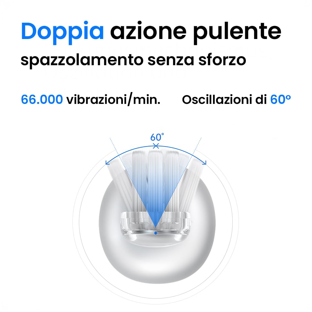 Laifen Wave Spazzolino Elettrico – Corpo in ABS, Pulizia Profonda con Vibrazione e Oscillazione, 3 Testine, App per la Personalizzazione - Viola Lucido