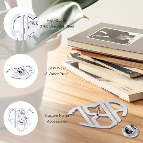 Image of Custom Lapel Pin for Women Men - Name Brooch Pin Personalized Stainless Steel for Wedding Business Party - Gold /Silver /Black Customized Jewelry Gifts